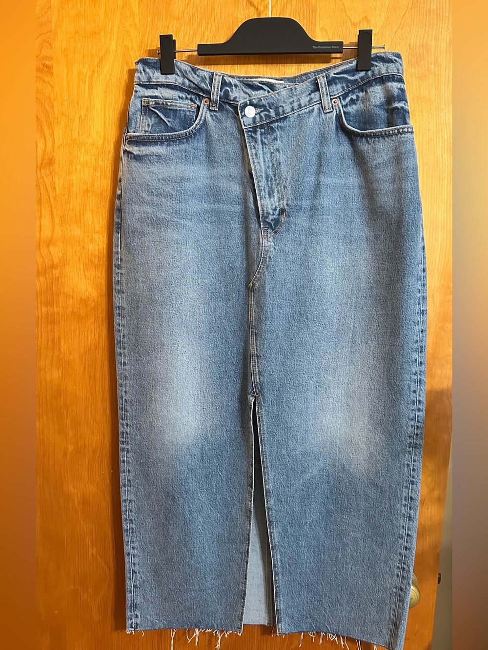 Reformation Straight-Leg Blue Denim Skirt